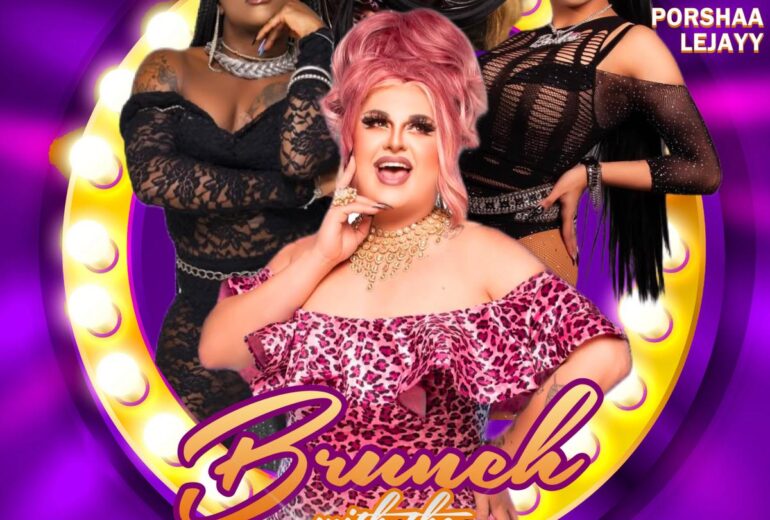 Promotional image for 'Brunch with the Divas' at Micky’s West Hollywood, showing divas Sabbyiana, Romi Michelle LiqCour, and Porshaa LeJayy in glamorous outfits, with event hosted by Jenny Tonic. The poster highlights bottomless mimosas, delicious food, and performances starting at 1 PM on Saturday, March 1st.