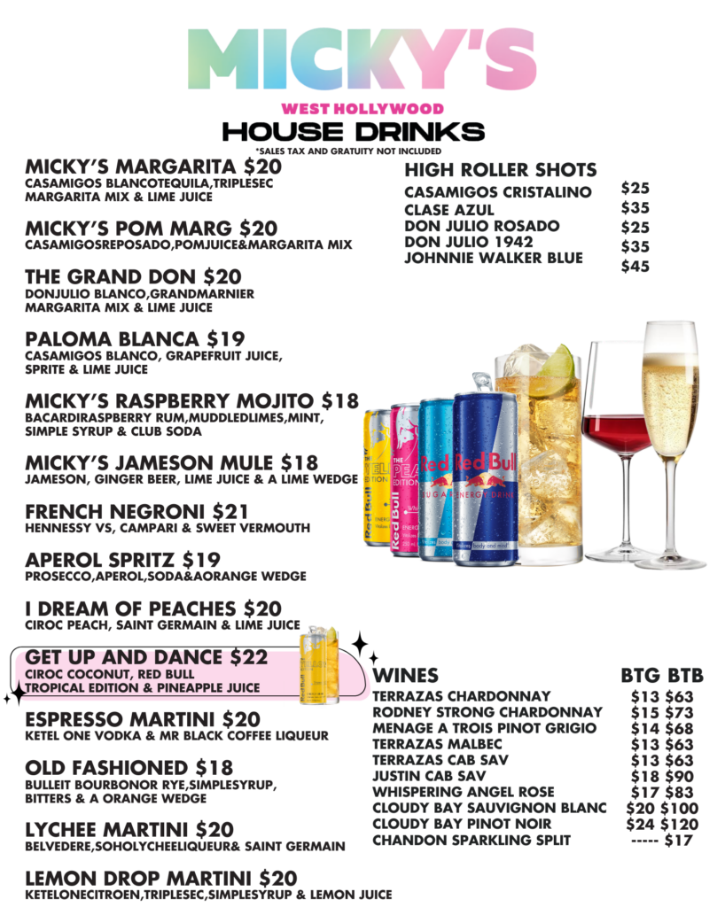 Mickys March 2026 food menu - full text version below.